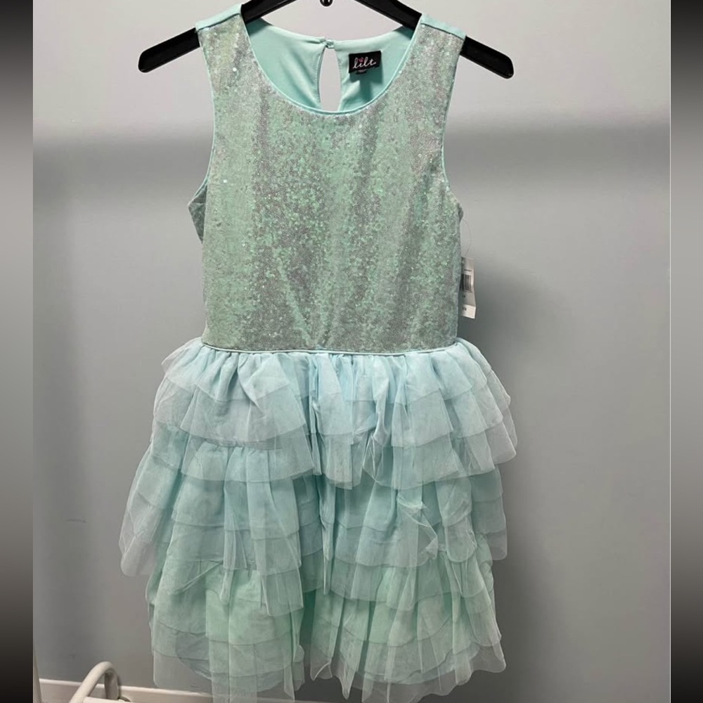 lilt Sparkling Light Blue Tiered Tulle Party Dress